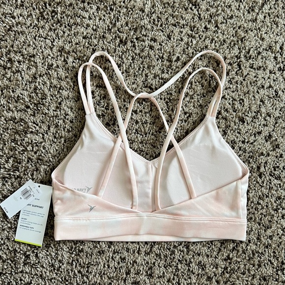 Women's Light Pink Strappy Sports Bra - Picture 3 of 5